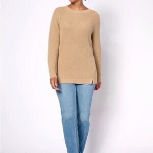 New QVC Belle By Kim Gravel Camel Color Long Sleeve Sweater / XS